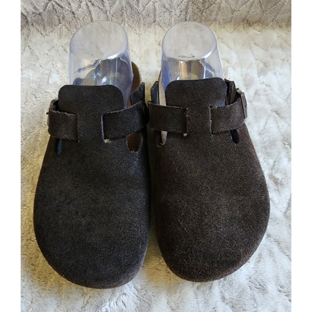 Birkenstock Boston Dark Brown Suede Clogs Size 39 Chocolate Brown
